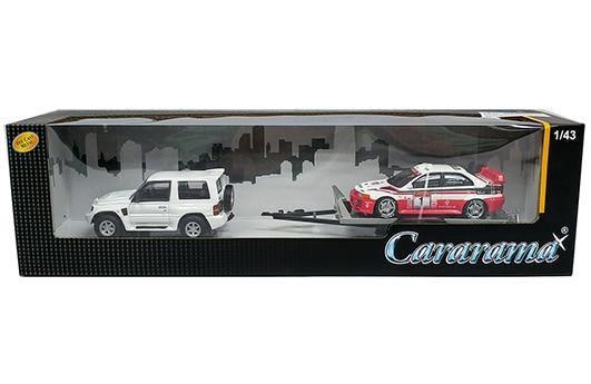 1:43 Mitsubishi Pajero with short axle trailer and Mitsubishi Evo V - JDM Global Warehouse