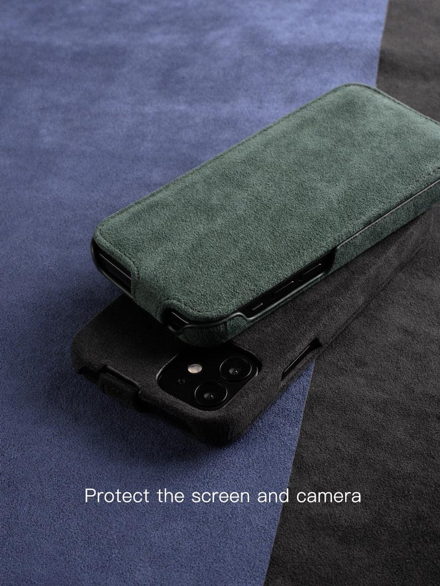 Alcantara flip cover case for iPhone 12 - JDM Global Warehouse