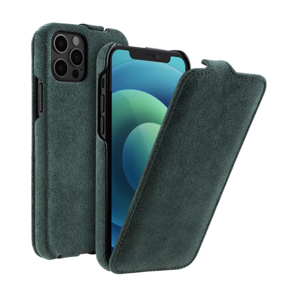 Alcantara flip cover case for iPhone 12 - JDM Global Warehouse