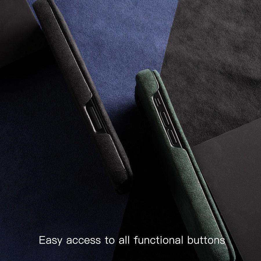 Alcantara flip cover case for iPhone 12 - JDM Global Warehouse