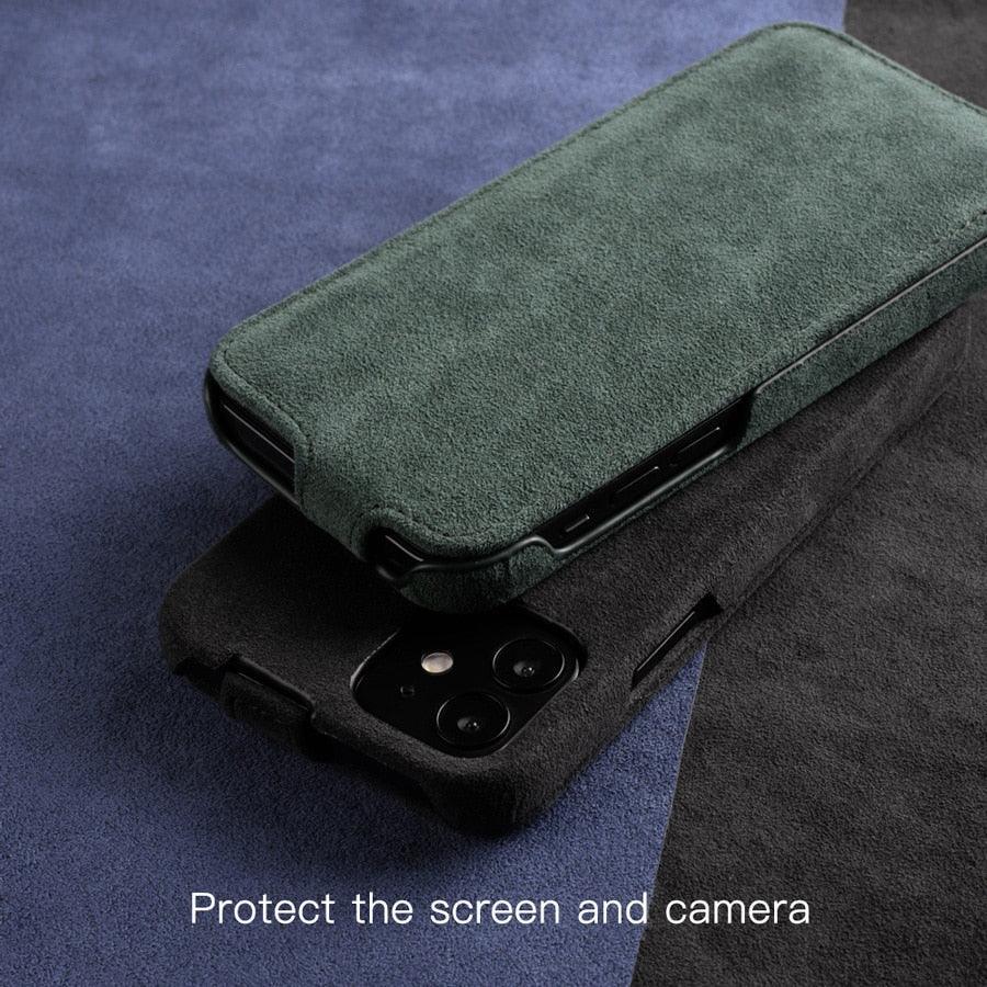 Alcantara flip cover case for iPhone 12 - JDM Global Warehouse