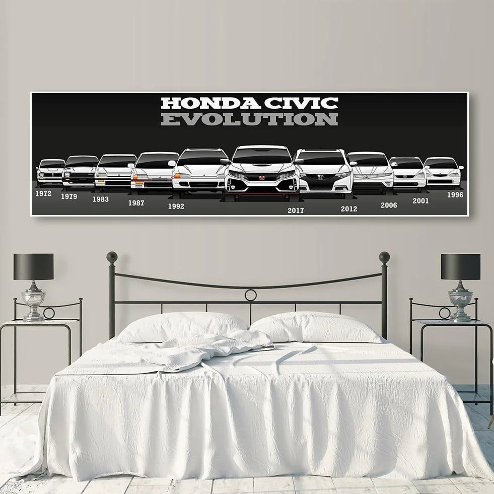 Honda Civic complete lineup canvas artwork - JDM Global Warehouse