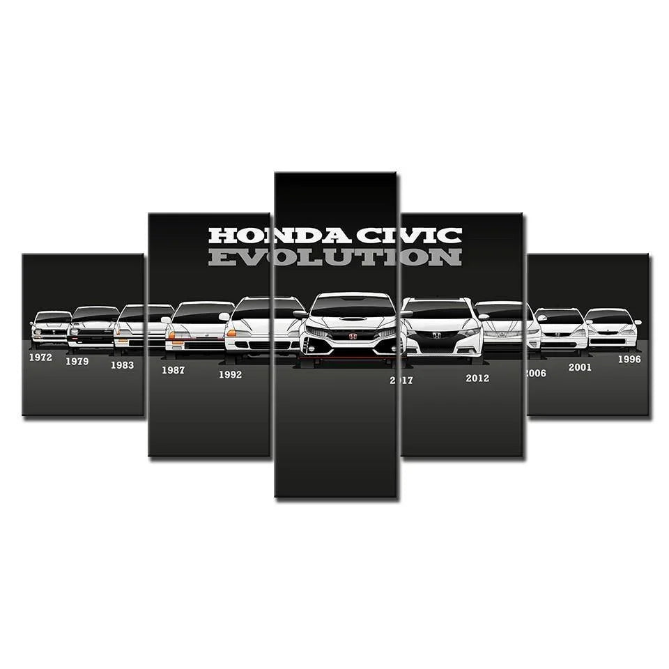 Honda Civic Evolution - 5 panel canvas wall art - JDM Global Warehouse