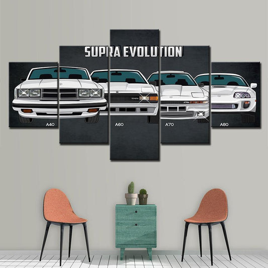 5 piece Toyota Supra evolution canvas wall art - JDM Global Warehouse