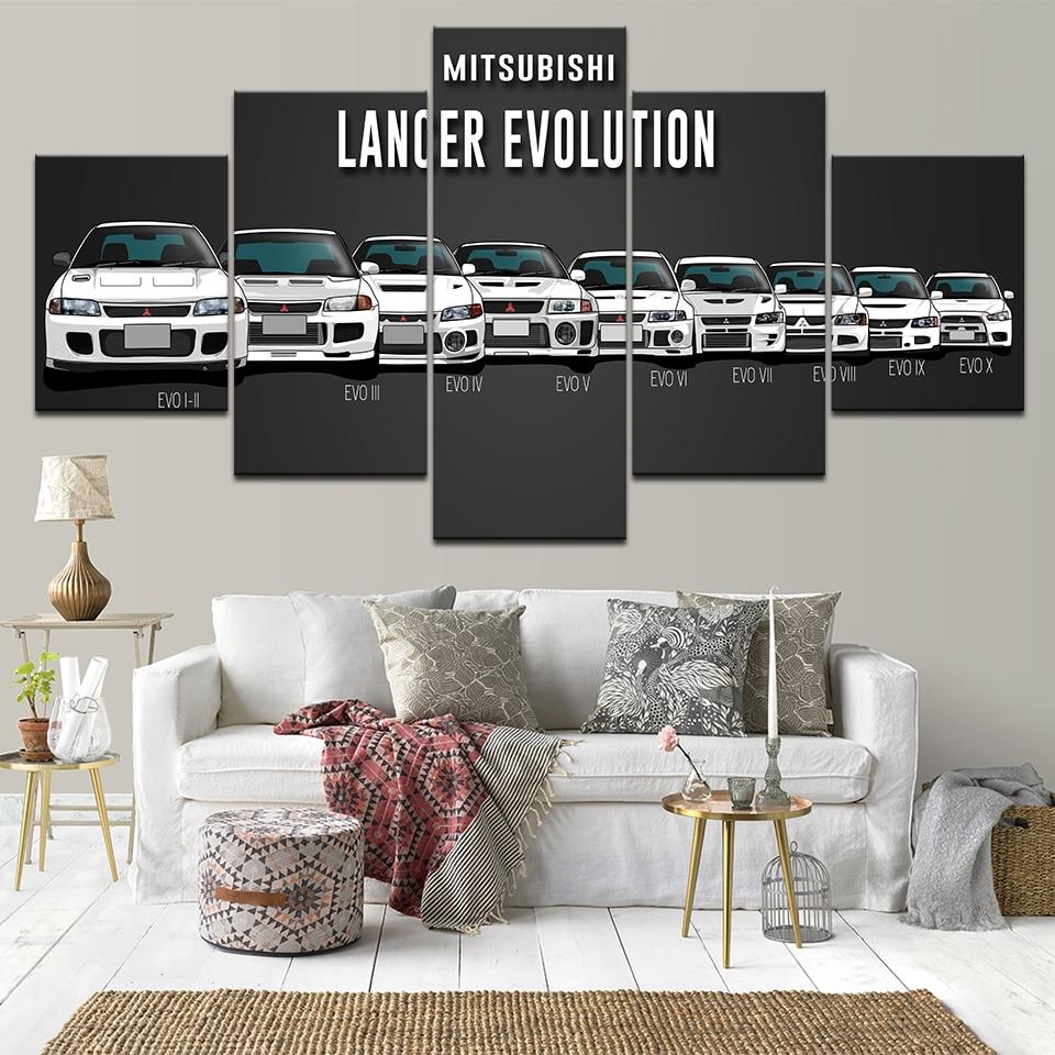 Mitsubishi Lancer Evolution I to X - 5 panel canvas wall art - JDM Global Warehouse