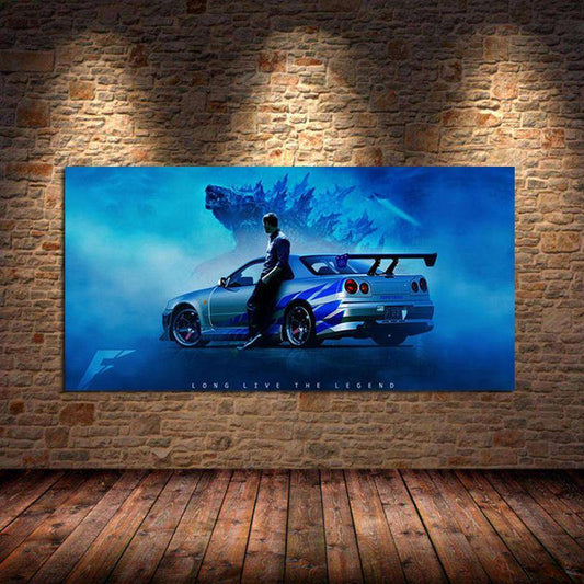 Nissan Skyline R34 GTR - Godzilla canvas wall art - JDM Global Warehouse