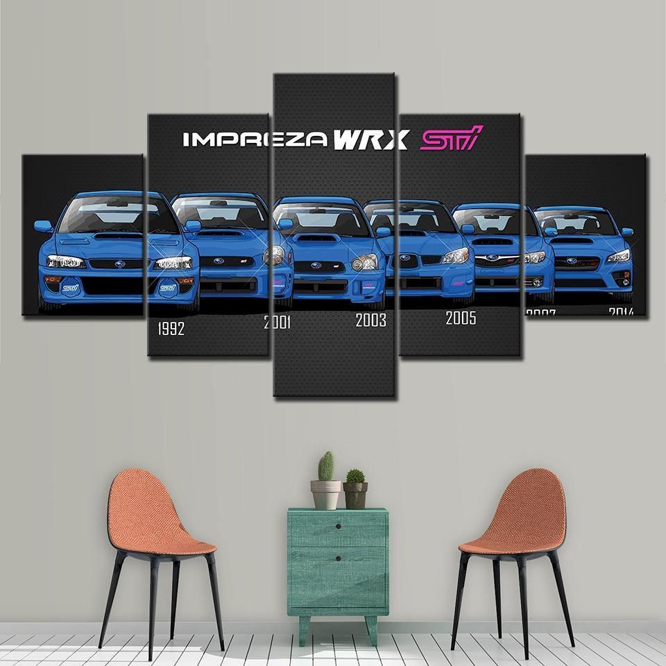 Subaru Impreza WRX STI - 5 Panel canvas wall art - JDM Global Warehouse
