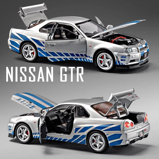 1:24 Nissan GTR R34 Skyline Alloy Model Car