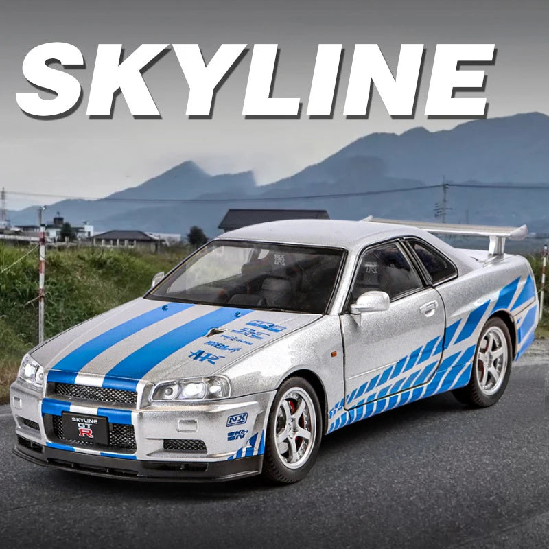 1:24 Nissan GTR R34 Skyline Alloy Model Car