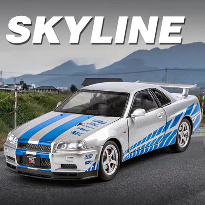 1:24 Nissan GTR R34 Skyline Alloy Model Car