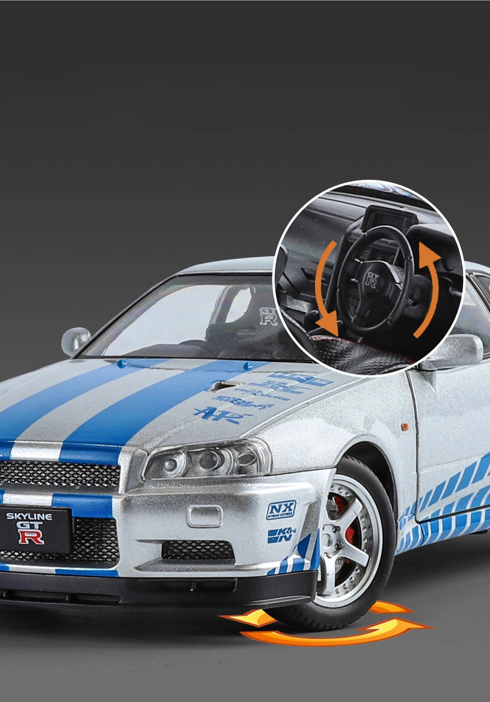 1:24 Nissan GTR R34 Skyline Alloy Model Car