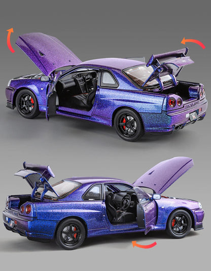 1:24 Nissan GTR R34 Skyline Alloy Model Car