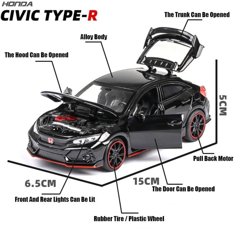 1:32 HONDA CIVIC TYPE-R die-cast model car - 7 versions! - JDM Global Warehouse
