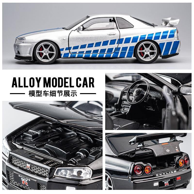 1:32 Nissan Skyline R34 GTR alloy model car - JDM Global Warehouse