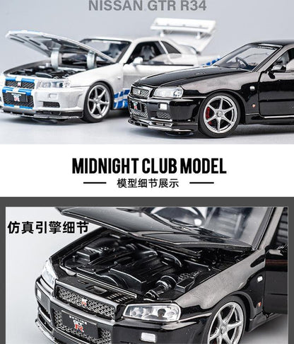 1:32 Nissan Skyline R34 GTR alloy model car - JDM Global Warehouse