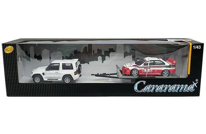 1:43 Mitsubishi Pajero with short axle trailer and Mitsubishi Evo V - JDM Global Warehouse