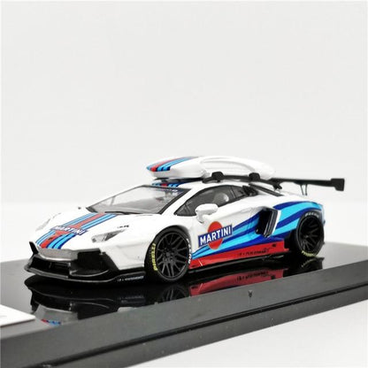 1:64 LB Liberty Walk Lamborghini Aventador GULF Martini with Roof Boxes Diecast Model Car - JDM Global Warehouse