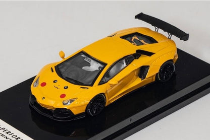 1:64 Liberty Walk Lamborghini Aventador LB700 Pikachu Yellow Diecast Model Car - JDM Global Warehouse