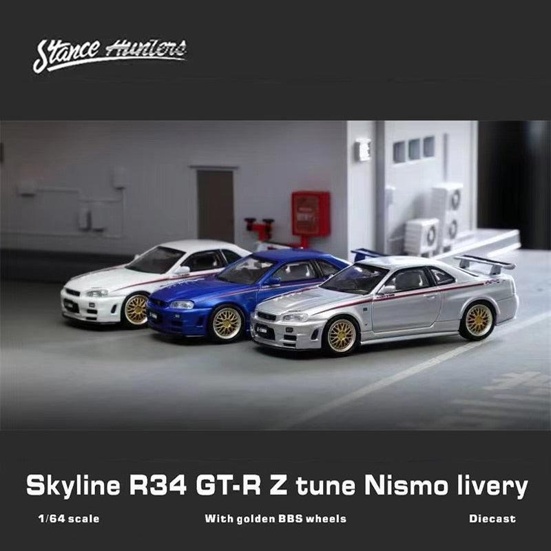 1:64 Nissan Skyline GT-R R34 Nismo Z Tune -White/Blue/Silver - JDM Global Warehouse