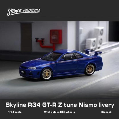 1:64 Nissan Skyline GT-R R34 Nismo Z Tune -White/Blue/Silver - JDM Global Warehouse