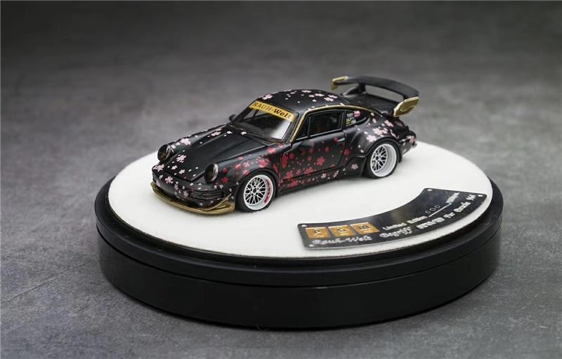 1:64 RWB Porsche 911 RAUH-Welt 964 Sakura Black Diecast Model Car - JDM Global Warehouse