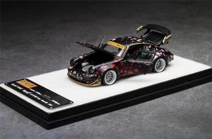 1:64 RWB Porsche 911 RAUH-Welt 964 Sakura Black Diecast Model Car - JDM Global Warehouse