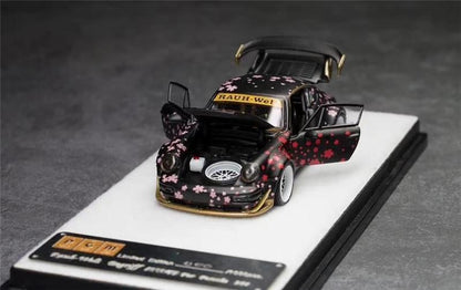 1:64 RWB Porsche 911 RAUH-Welt 964 Sakura Black Diecast Model Car - JDM Global Warehouse