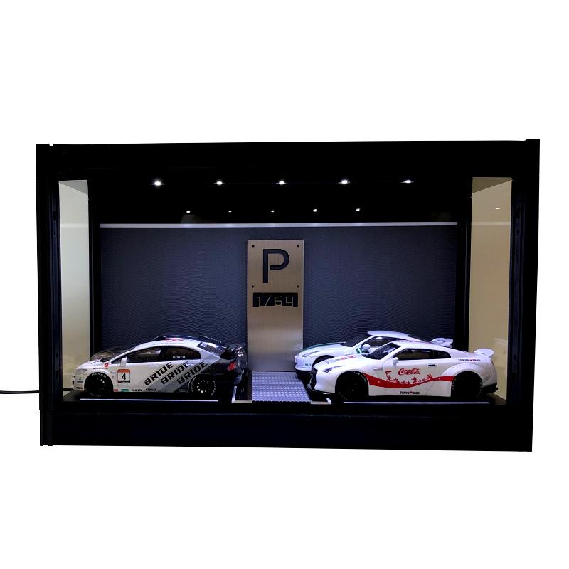 1:64 Scale Model Car Display Cabinet, Rally / Circuit / Carport, USB lighting - JDM Global Warehouse