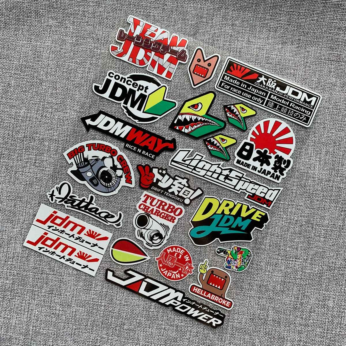 21 piece JDM reflective sticker sheet - 30cm x 25cm - JDM Global Warehouse