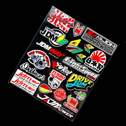 21 piece JDM reflective sticker sheet - 30cm x 25cm - JDM Global Warehouse