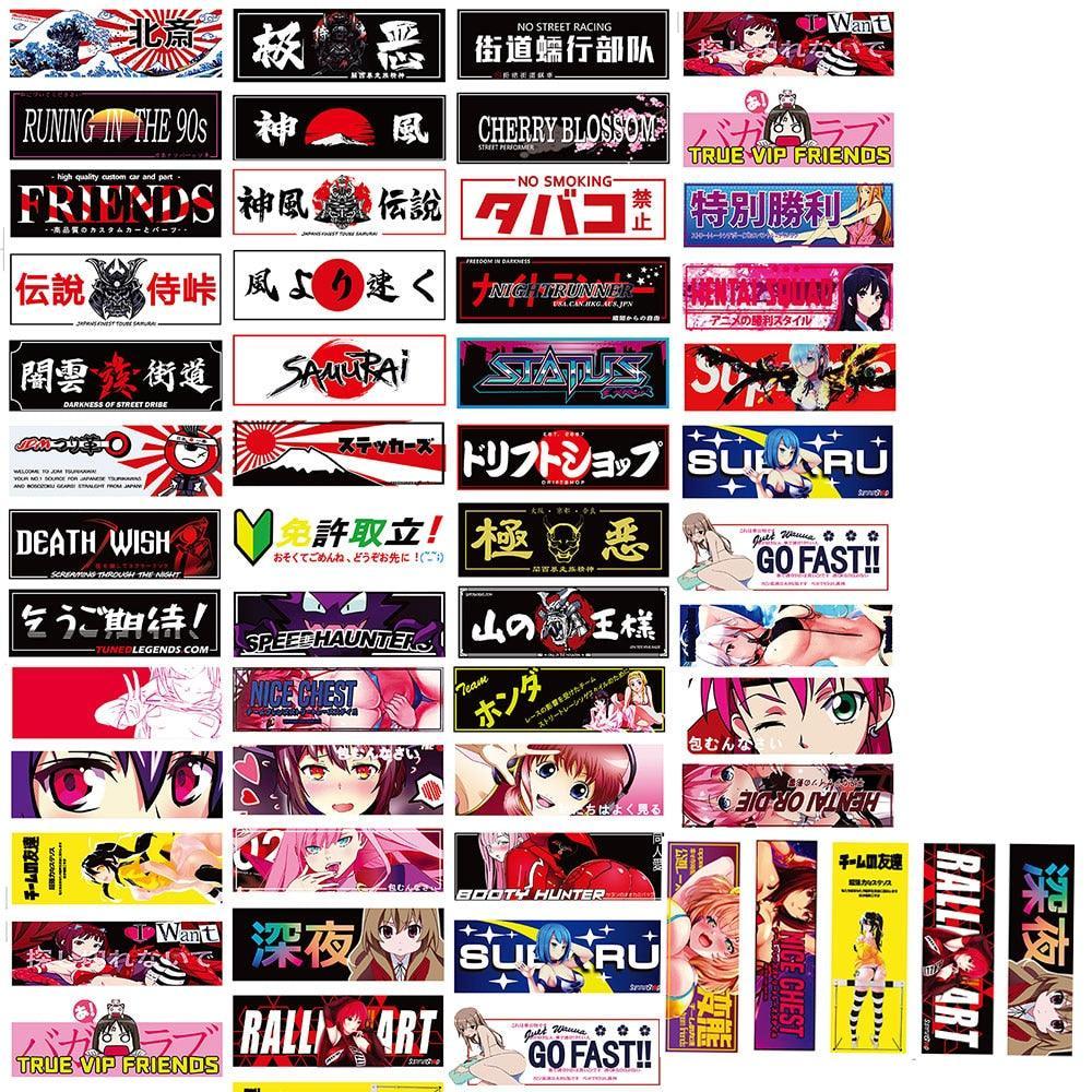 Chinese Jdm Cartoon Racing Stickers 24/ 48 piece JDM Racing Anime Sticker Pack – JDM Global Warehouse