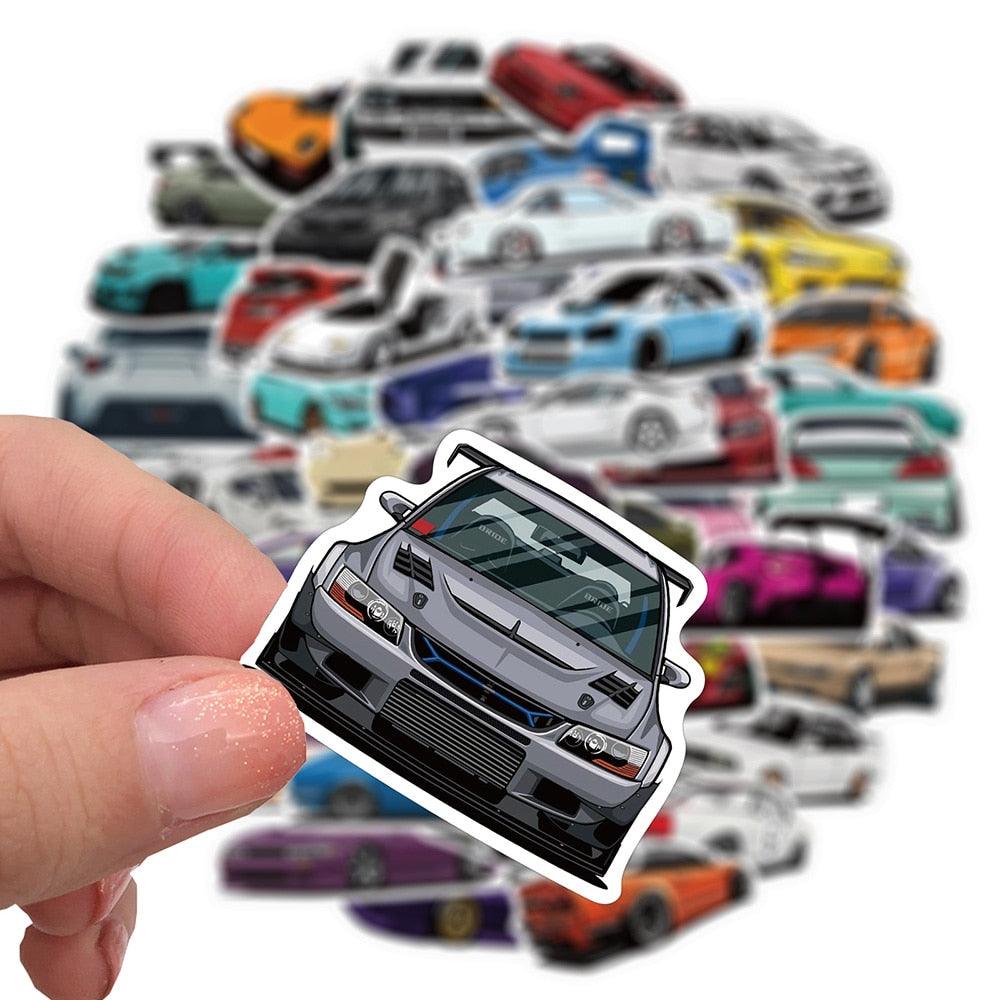 30/50/100 PCS JDM cartoon style cars sticker pack - JDM Global Warehouse