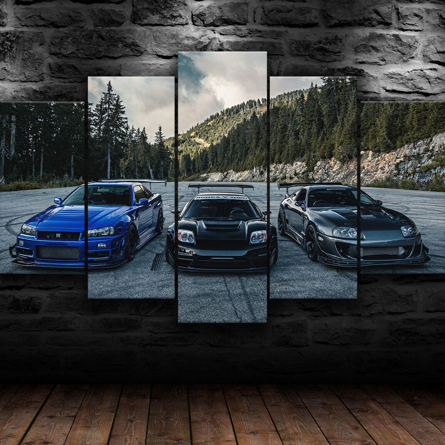 5 Piece JDM Holy Trinity - R34 Skyline, NSX & Supra canvas wall art - JDM Global Warehouse