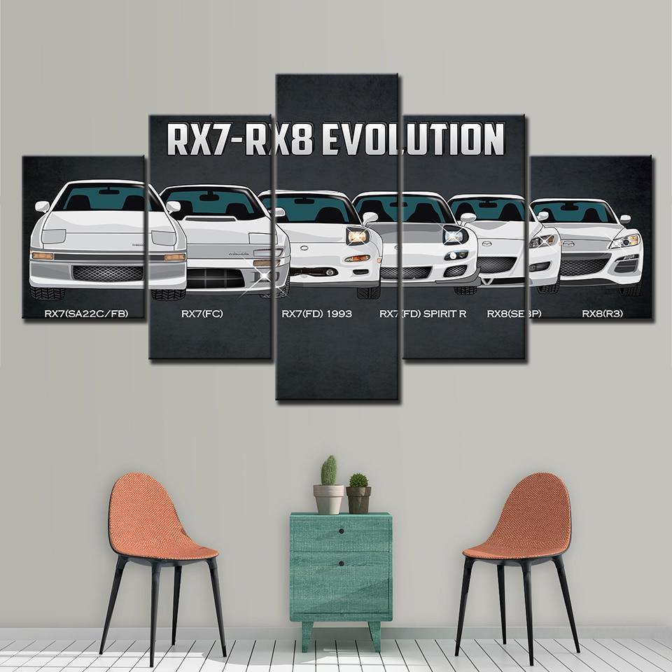 5 Piece RX7, RX8 evolution canvas wall art - JDM Global Warehouse