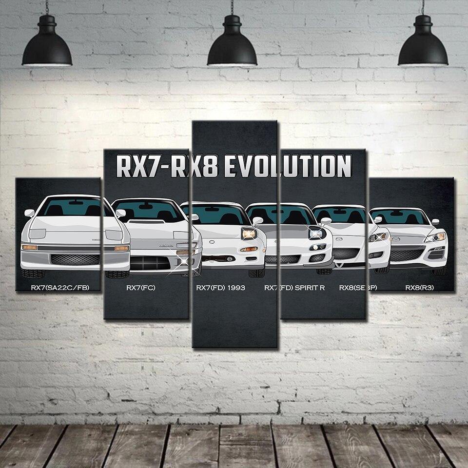 5 Piece RX7, RX8 evolution canvas wall art - JDM Global Warehouse