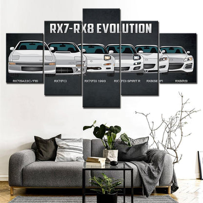 5 Piece RX7, RX8 evolution canvas wall art - JDM Global Warehouse