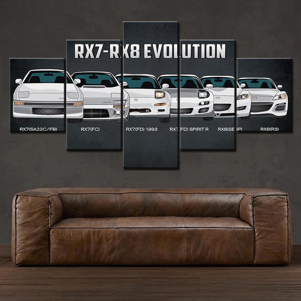 5 Piece RX7, RX8 evolution canvas wall art - JDM Global Warehouse