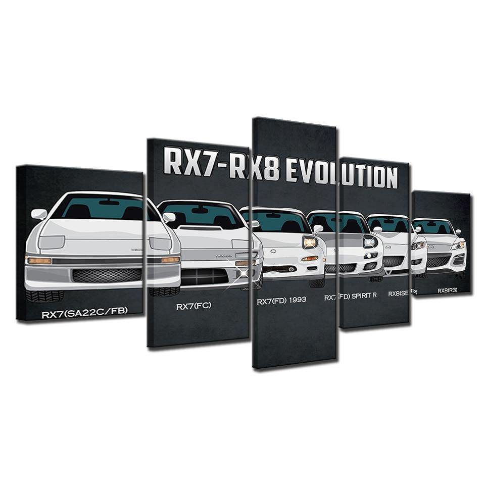 5 Piece RX7, RX8 evolution canvas wall art - JDM Global Warehouse