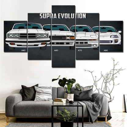 5 piece Toyota Supra evolution canvas wall art - JDM Global Warehouse