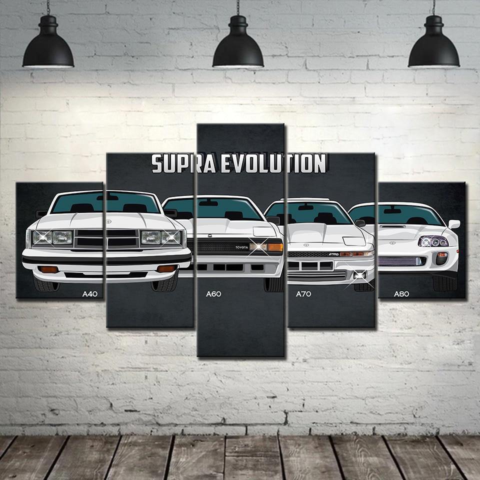 5 piece Toyota Supra evolution canvas wall art - JDM Global Warehouse