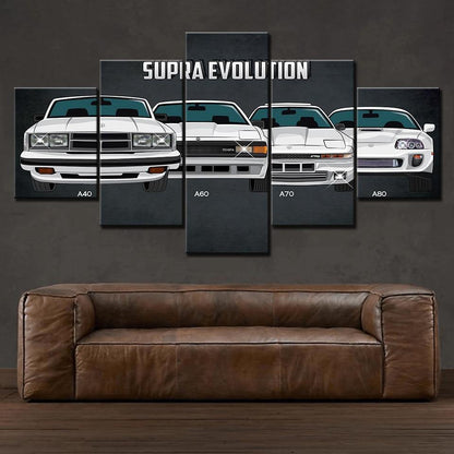 5 piece Toyota Supra evolution canvas wall art - JDM Global Warehouse