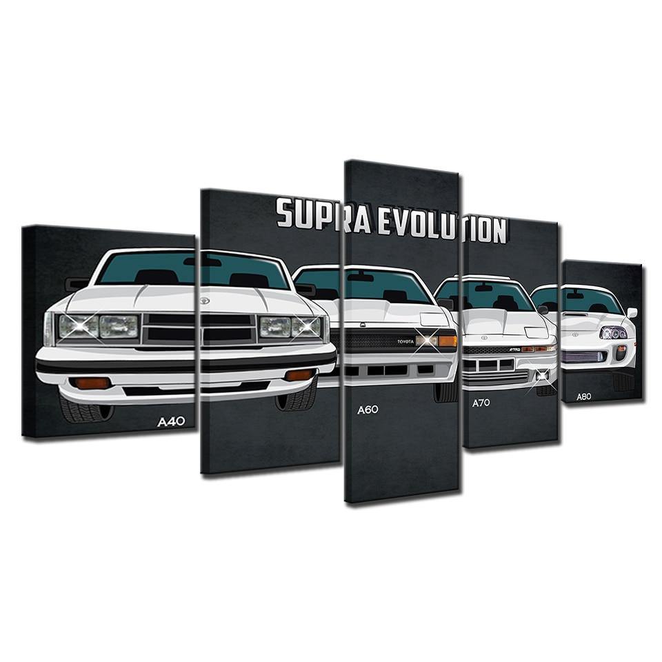 5 piece Toyota Supra evolution canvas wall art - JDM Global Warehouse