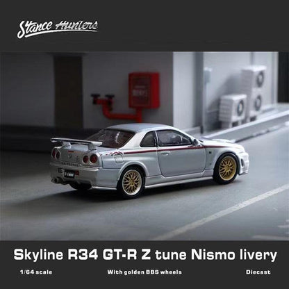 1:64 Nissan Skyline GT-R R34 Nismo Z Tune -White/Blue/Silver - JDM Global Warehouse