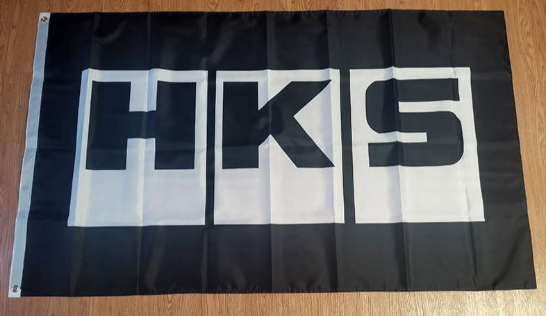 HKS black banner / flag 2ft*3ft (60*90cm) 3ft*5ft (90*150cm) - JDM Global Warehouse