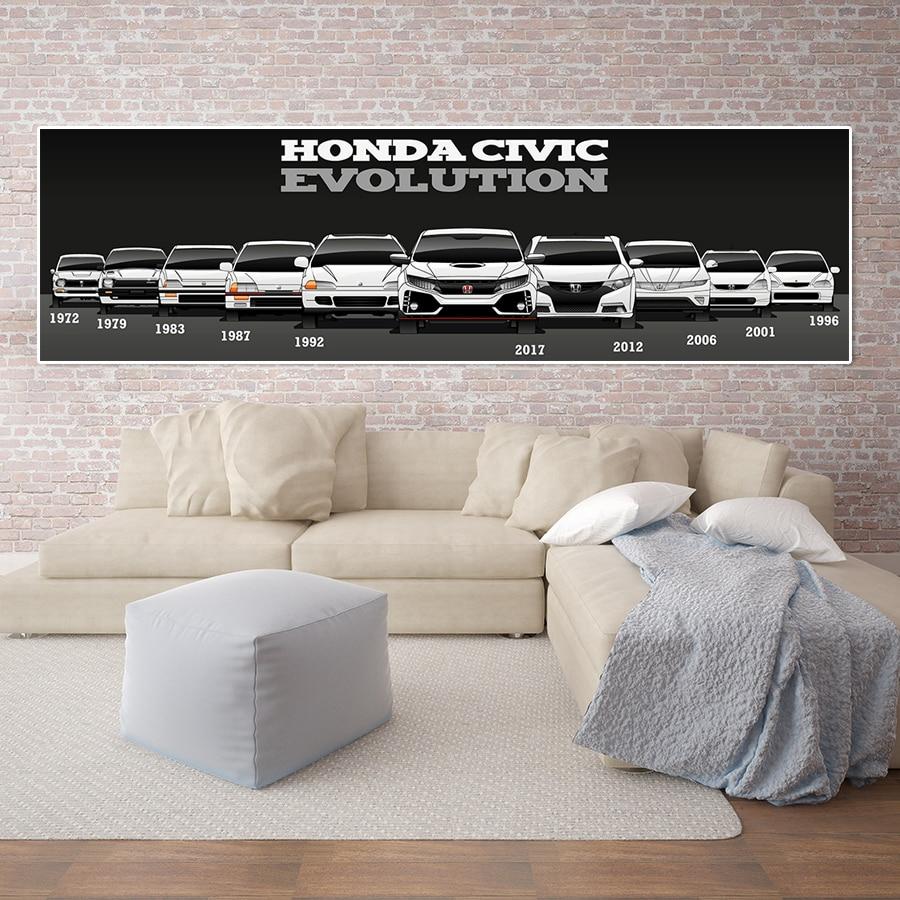 Honda Civic complete lineup canvas artwork - JDM Global Warehouse