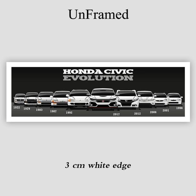 Honda Civic complete lineup canvas artwork - JDM Global Warehouse