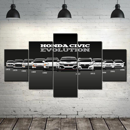 Honda Civic Evolution - 5 panel canvas wall art - JDM Global Warehouse