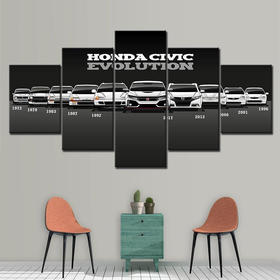 Honda Civic Evolution - 5 panel canvas wall art - JDM Global Warehouse