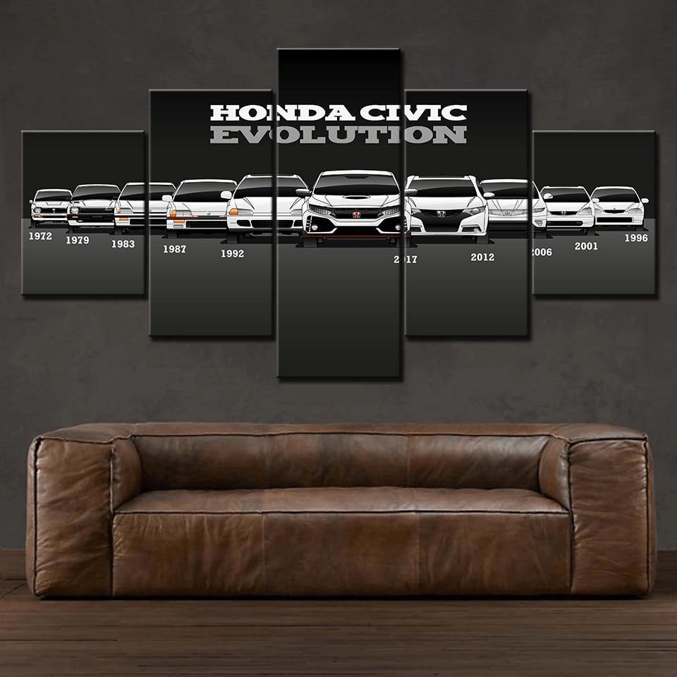 Honda Civic Evolution - 5 panel canvas wall art - JDM Global Warehouse