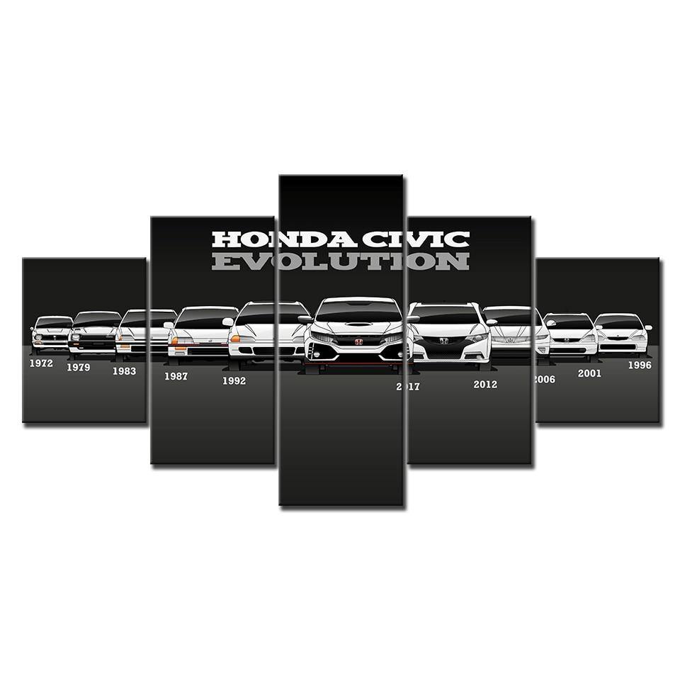 Honda Civic Evolution - 5 panel canvas wall art - JDM Global Warehouse